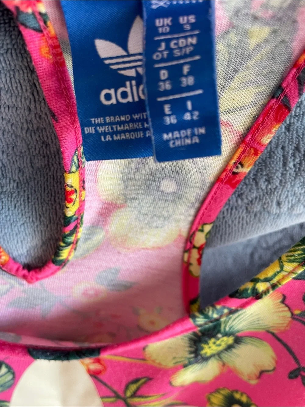 adidas Pink Floral Tank Romper with White Trefoil